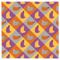 Chickens Pixel Pattern - Version 1b Wooden Puzzle Square