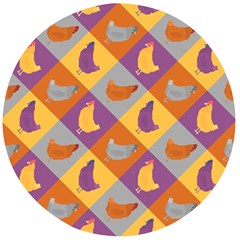 Chickens Pixel Pattern - Version 1b Wooden Bottle Opener (round)