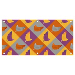 Chickens Pixel Pattern - Version 1b Banner And Sign 4  X 2  by wagnerps