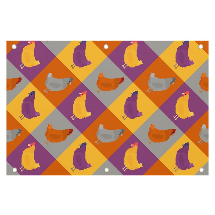 Chickens Pixel Pattern - Version 1b Banner and Sign 6  x 4 