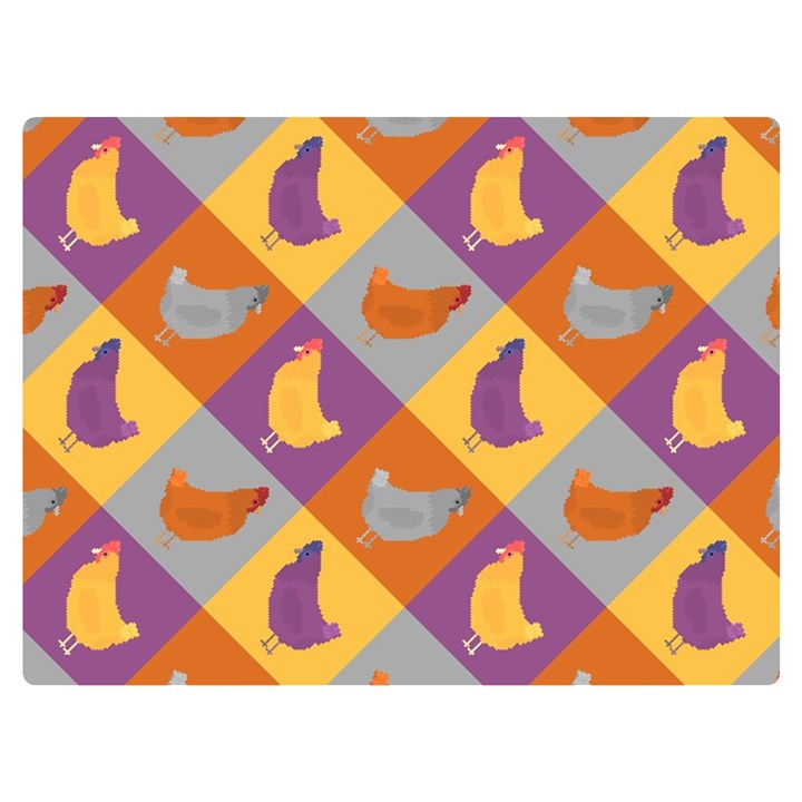 Chickens Pixel Pattern - Version 1b One Side Premium Plush Fleece Blanket (Extra Small)