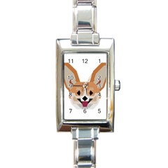 Cardigan Corgi face Rectangle Italian Charm Watch