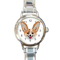 Cardigan Corgi face Round Italian Charm Watch