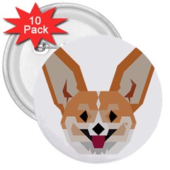 Cardigan Corgi Face 3  Buttons (10 Pack)  by wagnerps