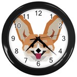 Cardigan Corgi face Wall Clock (Black) Front