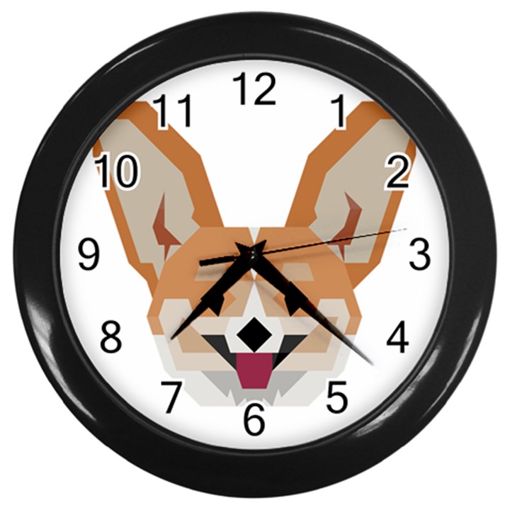 Cardigan Corgi face Wall Clock (Black)