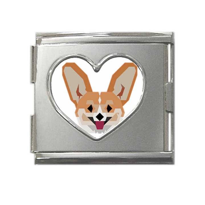 Cardigan Corgi face Mega Link Heart Italian Charm (18mm)