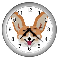 Cardigan Corgi face Wall Clock (Silver)