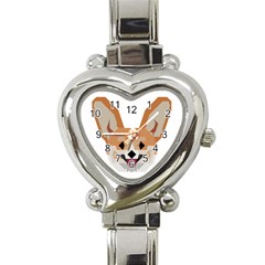 Cardigan Corgi face Heart Italian Charm Watch