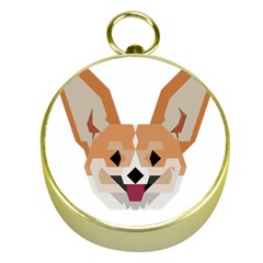 Cardigan Corgi face Gold Compasses