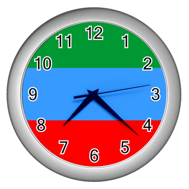 Dagestan Flag Wall Clock (Silver)