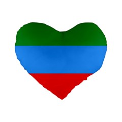 Dagestan Flag Standard 16  Premium Flano Heart Shape Cushions by tony4urban