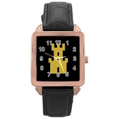 Finnmark Flag Rose Gold Leather Watch  by tony4urban