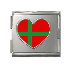 Bornholm Denmark Flag Mega Link Heart Italian Charm (18mm)