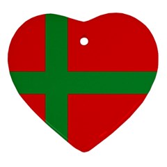 Bornholm Denmark Flag Heart Ornament (two Sides) by tony4urban