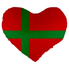 Bornholm Denmark Flag Large 19  Premium Flano Heart Shape Cushions by tony4urban