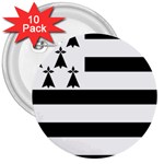 Brittany Flag 3  Buttons (10 pack)  Front