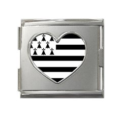 Brittany Flag Mega Link Heart Italian Charm (18mm)