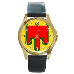 Auvergne Flag Round Gold Metal Watch by tony4urban