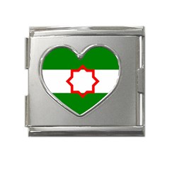 Andalusia Flag Mega Link Heart Italian Charm (18mm) by tony4urban