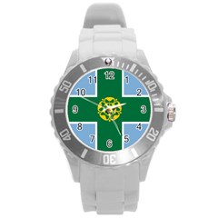 Derbyshire Flag Round Plastic Sport Watch (l) by tony4urban