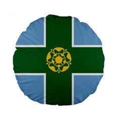 Derbyshire Flag Standard 15  Premium Flano Round Cushions by tony4urban