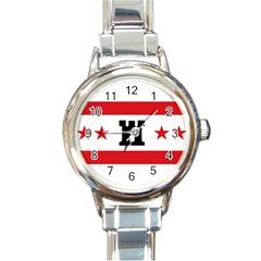 Drenthe Flag Round Italian Charm Watch by tony4urban