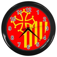 Languedoc Roussillon Flag Wall Clock (black) by tony4urban