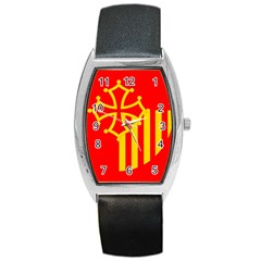 Languedoc Roussillon Flag Barrel Style Metal Watch by tony4urban