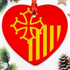 Languedoc Roussillon Flag Heart Ornament (two Sides) by tony4urban