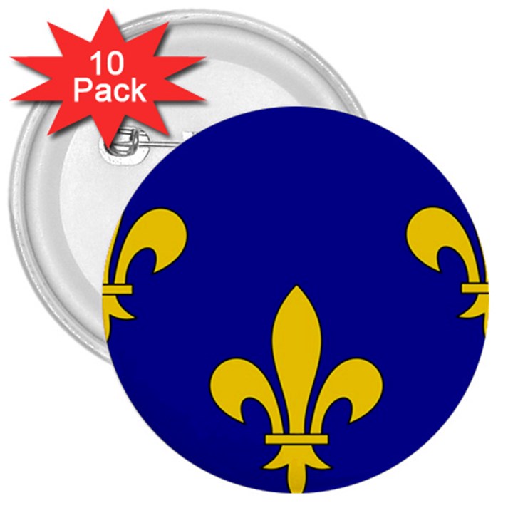 Ile De France Flag 3  Buttons (10 pack) 