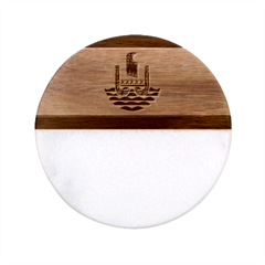 French Polynesia Classic Marble Wood Coaster (round)  by tony4urban