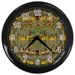 Fishes Admires All Freedom In The World And Feelings Of Security Wall Clock (Black) Front