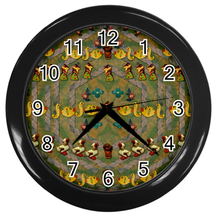 Fishes Admires All Freedom In The World And Feelings Of Security Wall Clock (Black)