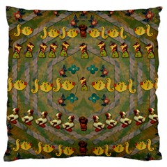 Fishes Admires All Freedom In The World And Feelings Of Security Large Cushion Case (two Sides) by pepitasart