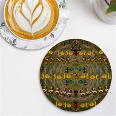 Fishes Admires All Freedom In The World And Feelings Of Security Uv Print Round Tile Coaster by pepitasart