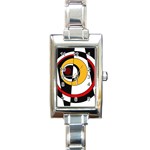 Circles and Lines Abstraction 73 Red Amber  Rectangle Italian Charm Watch Front