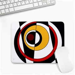 Circles And Lines Abstraction 73 Red Amber  Small Mousepad by Mazipoodles