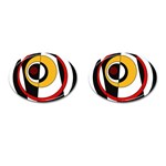 Circles and Lines Abstraction 73 Red Amber  Cufflinks (Oval) Front(Pair)