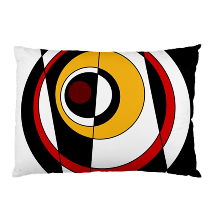 Circles and Lines Abstraction 73 Red Amber  Pillow Case