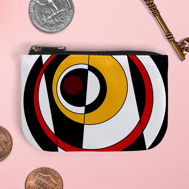 Circles and Lines Abstraction 73 Red Amber  Mini Coin Purse