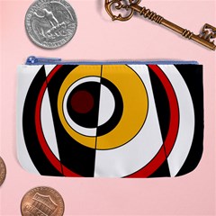 Circles And Lines Abstraction 73 Red Amber  Large Coin Purse by Mazipoodles