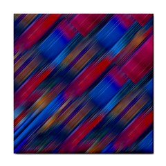 Striped Colorful Abstract Pattern Tile Coaster by dflcprintsclothing