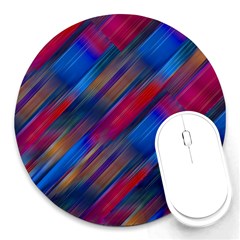 Striped Colorful Abstract Pattern Round Mousepad