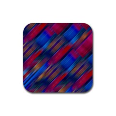 Striped Colorful Abstract Pattern Rubber Coaster (square) by dflcprintsclothing