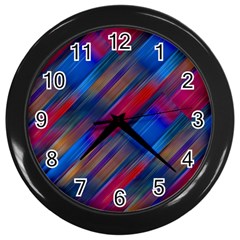 Striped Colorful Abstract Pattern Wall Clock (black) by dflcprintsclothing