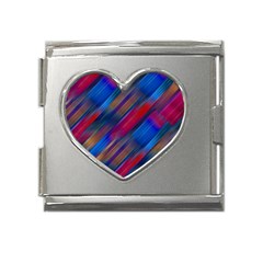 Striped Colorful Abstract Pattern Mega Link Heart Italian Charm (18mm)