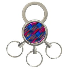 Striped Colorful Abstract Pattern 3-ring Key Chain