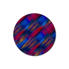 Striped Colorful Abstract Pattern Rubber Coaster (round) by dflcprintsclothing