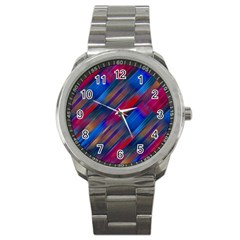 Striped Colorful Abstract Pattern Sport Metal Watch